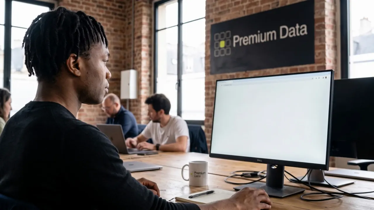 Samuel, data engineer, at his desk: the records fill in on his screen